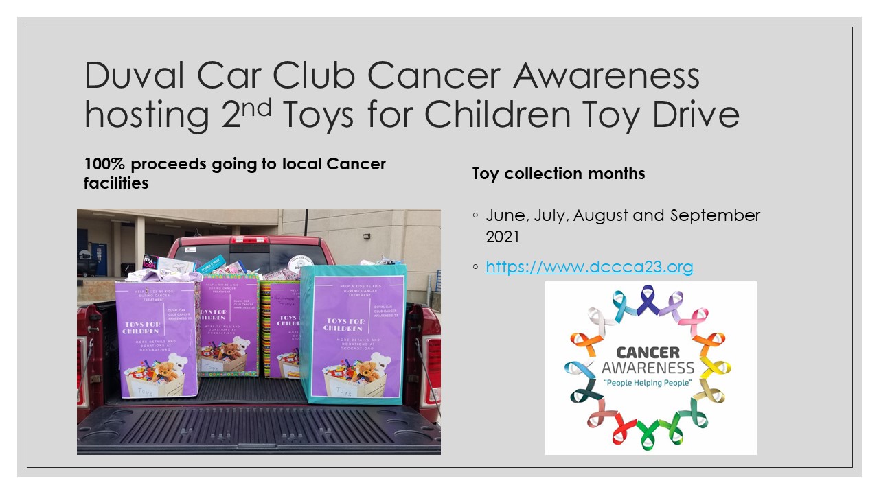 Duval Car Club Cancer Awareness 2nd Children Toy Drive Duval Car Club Cancer Awareness 2nd Children Toy Drive