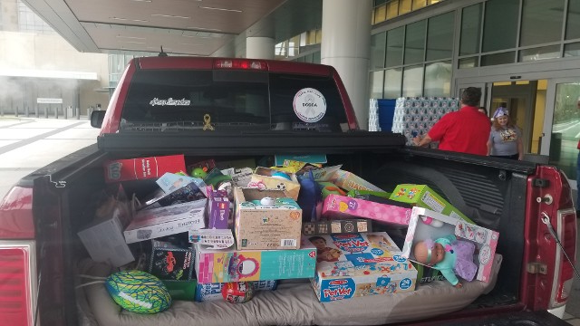 Red Pick-up Truck with Gifts Red Pick-up Truck with Gifts