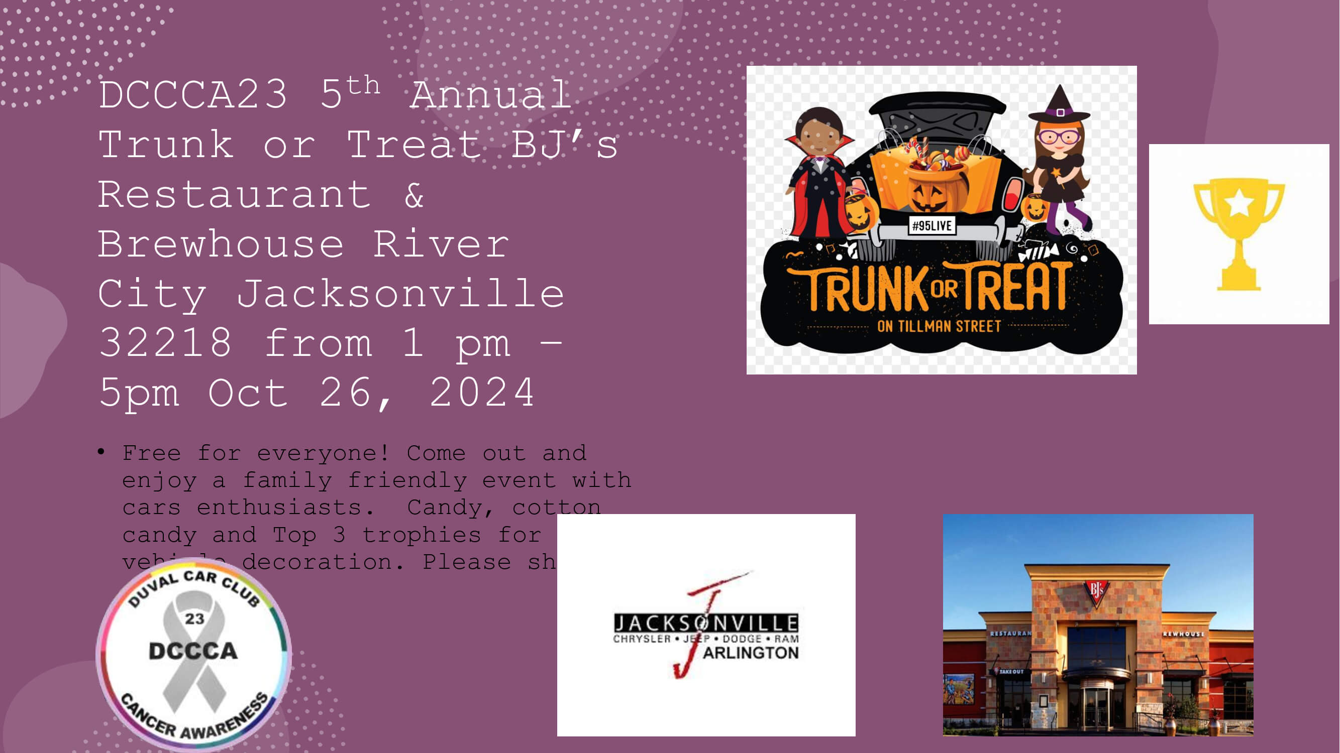DCCCA23 5th Annual Trunk or Treat BJ’s Restaurant DCCCA23 5th Annual Trunk or Treat BJ’s Restaurant